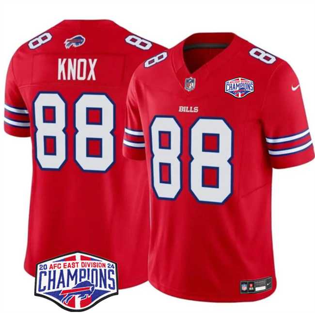 Mens Buffalo Bills #88 Dawson Knox Red F.U.S.E. 2024 AFC East Division Champions Vapor Limited Stitched Jersey